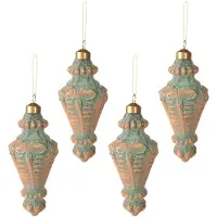 Clayre & Eef Kerstbal Set van 4 Ø 6 cm Koperkleurig Glas Kerstboomversiering Koperkleurig Kerstboomversiering