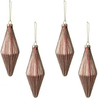 Clayre & Eef Kerstbal Set van 4 Ø 5 cm Roze Glas Kerstboomversiering Roze Kerstboomversiering