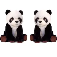 Keel Toys 2x stuks pluche knuffel Panda beren van 25 cm - Dieren knuffelbeesten voor kinderen of decoratie
