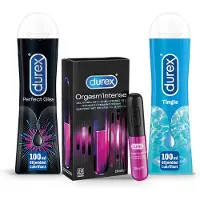 Durex - 210ml Glijmiddel - Perfect Gliss 1x100ml - Intense Orgasm 1x10ml - Play Tingle 1x100ml - Voordeelverpakking