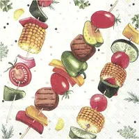 IHR tafel servetten - BBQ print - 60x stuks - 3-laags - 33 x 33 cm - papier - voorjaar - zomer