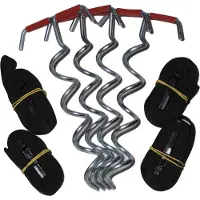Etan Universele Trampoline Verankeringsset - Set Van 4 Stuks - Lengte 24,5 cm - Zet Uw Trampoline Vast - Draaiharingen - Ankerset - Grondankers - Haringen - Handige Tool