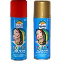 Goodmark Carnaval verkleed haarverf - haarspray - kleuren goud en rood - 111 ml per flacon - verven