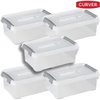 Curver Handy+ set van 5 transparante stapelbare opbergboxen 4L