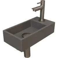 Ink Versus Fonteinpack - Rechts - Quartz Beton - Toebehoren Brushed Nickel - 8718835106157 - Rechthoekig - Wastafels, Fonteinen, Vrijhangende