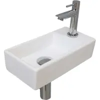 Ink Versus Fonteinpack - Rechts - Keramiek Mat Wit - Toebehoren Chroom - 8718835106430 - Rechthoekig - Wastafels, Fonteinen, Vrijhangende Fonteinen