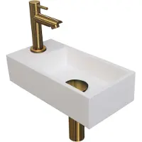 Ink Fonteinset versus 36x18x9 cm polystone mat wit met kraangat links brushed mat goud