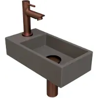 Ink Versus Fonteinpack - Links - Quartz Beton - Toebehoren Mat Rosé Goud - 8718835105914 - Rechthoekig - Wastafels, Fonteinen, Vrijhangende Fonteinen