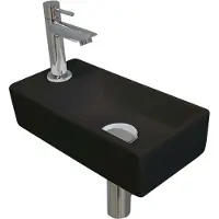 Ink Fonteinset Versus 36x18x9cm Porselein Mat Zwart Met Kraangat Links Chroom