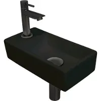 Ink Fonteinset Versus 36x18x9cm Porselein Mat Zwart Met Kraangat Links Metal Black