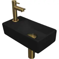 Ink Fonteinset versus 36x18x9 cm porselein mat zwart met kraangat links brushed mat goud