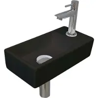 Ink Versus Fonteinpack - Rechts - Keramiek Mat Zwart - Toebehoren Chroom - 8718835106454 - Rechthoekig - Wastafels, Fonteinen, Vrijhangende Fonteinen