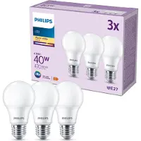 Philips LED lamp E27 | Peer A60 | Mat | 2700K | 4.9W (40W) | 3 stuks