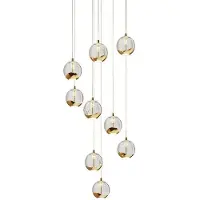 LUCANDE Hanglampe , Hayley, Goud / Messing, Woonkamer, Glas, Designer