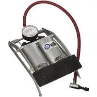 Perel Voetpomp met dubbele cilinder en manometer