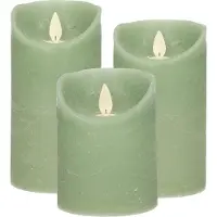 Anna's Collection Set van 3x stuks Jade Groen LED kaarsen met bewegende vlam - Sfeer stompkaarsen voor binnen