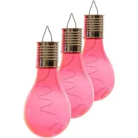 Lumineo Lampbolletje - 10x stuks - LED - rood - solar verlichting - 14 cm - tuinverlichting