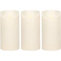 Anna's Collection Led kaars/stompkaars - 3x - creme/parel wit - H15 x D7,5 cm - wax - bewegende vlam