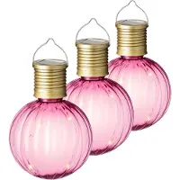 Lumineo tuin/buiten 10x stuks Led lampje/lampion solar verlichting roze 11 x 8 cm - Tuinverlichting zonne-energie