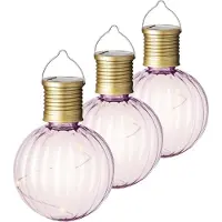 Lumineo tuin/buiten 10x stuks Led lampje/lampion solar verlichting lichtroze 11 x 8 cm - Tuinverlichting op zonne-energie