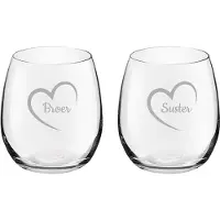 Royal Leerdam Gegraveerde Drinkglas 39cl Broer mei hert & Suster mei hert