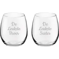Royal Leerdam Gegraveerde Drinkglas 39cl De Leukste Broer-De Leukste Suster