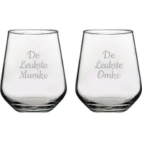 Pasabahce Gegraveerde Drinkglas 42,5cl De Leukste Muoike-De Leukste Omke
