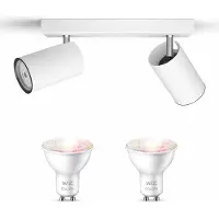 Wiz Kosipo Opbouwspot (Wit) - Wit en Gekleurd Licht - Plafondspot met 2 Lichtpunten - GU10 - Te bedienen via WiFi