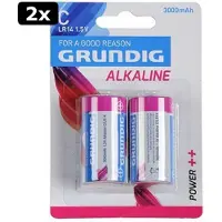 Grundig 2x C Alkaline Batterijen 3000mAh 2 Stuks