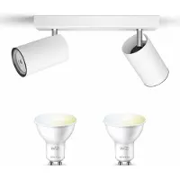 Wiz Kosipo Opbouwspot (Wit) - Warm tot Koelwit Licht - Plafondspot met 2 Lichtpunten - GU10 - Te bedienen via WiFi