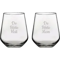Pasabahce Gegraveerde Drinkglas 42,5cl De Bêste Mem-De Bêste Heit
