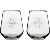 Pasabahce Gegraveerde Drinkglas 42,5cl De Leafste Mem-De Leafste Heit