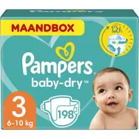 Pampers Baby-Dry Luiers - Maat 3 (6-10 kg) - 198 stuks - Maandbox