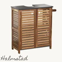 NiceGoodz Halmstad - Wastafel onderkast - Wastafelmeubel - Badkamerkast - Met handoekhouder - Acacia - H70 x B66 x D30