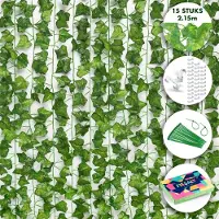 Fissaly 15 Stuks Hedera Helix Klimop Slinger Versiering Set Incl. 62 Accessoires – Backdrop Planten Decoratie