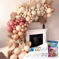 Fissaly Dubbel Gevulde Ballonnenboog Beige, Rosé Goud & Gouden Ballonnen – Ballonboog Versiering – Decoratie Verjaardag