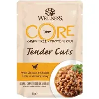 Wellness Core 48x Kattenvoer Tender Cuts Kip - Kippenlever 85 Gr