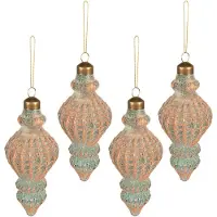 Clayre & Eef Kerstbal Set van 4 Ø 6 cm Koperkleurig Glas Kerstboomversiering Koperkleurig Kerstboomversiering
