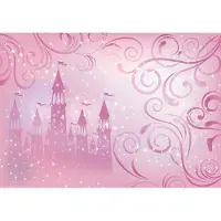 Consalnet Fotobehang Prinsessen Kasteel XXL – kinderkamer – posterbehang - 368 x 254 cm – roze – bloemen