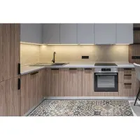 JYG Vloerkleed Firenze - Keukenloper - Keukenmat - Vinyl - Vintage 60x500cm Blauw Beige Grijs