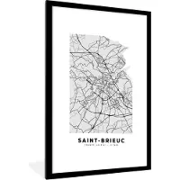 PosterMonkey Fotolijst incl. Poster - Plattegrond - Kaart - Stadskaart - Frankrijk - Saint-Brieuc - 60x90 cm - Posterlijst