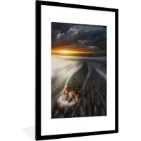 PosterMonkey Fotolijst incl. Poster - Zonsondergang - Wolken - Hout - 60x90 cm - Posterlijst