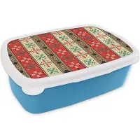 MuchoWow Broodtrommel Blauw - Lunchbox - Brooddoos - Indianen - Patronen - Abstract - 18x12x6 cm - Kinderen - Jongen