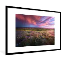 PosterMonkey Fotolijst incl. Poster - Zonsondergang - Bloemen - Heide - 120x80 cm - Posterlijst