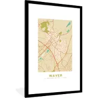 PosterMonkey Fotolijst incl. Poster - Retro - Kaart - Waver - Stadskaart - Plattegrond - 80x120 cm - Posterlijst