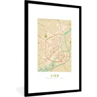 PosterMonkey Fotolijst incl. Poster - België - Lier - Plattegrond - Kaart - Stadskaart - 60x90 cm - Posterlijst