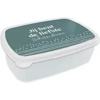 MuchoWow Broodtrommel Wit - Lunchbox - Brooddoos - Broer - Blauw - Quotes - 18x12x6 cm - Volwassenen