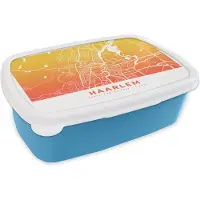 MuchoWow Broodtrommel Blauw - Lunchbox - Brooddoos - Stadskaart - Haarlem - Nederland - Oranje - 18x12x6 cm - Kinderen - Jongen