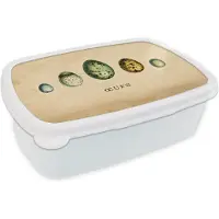 MuchoWow Broodtrommel Wit - Lunchbox - Brooddoos - Eieren - Dieren - Design - 18x12x6 cm - Volwassenen