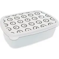 MuchoWow Broodtrommel Wit - Lunchbox - Brooddoos - Klok - Patronen - Minimalisme - 18x12x6 cm - Volwassenen